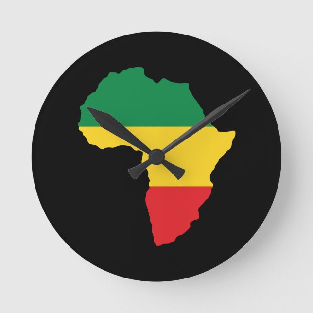 Horloge Ronde Drapeau vert, or et Afrique rouge (Recto)