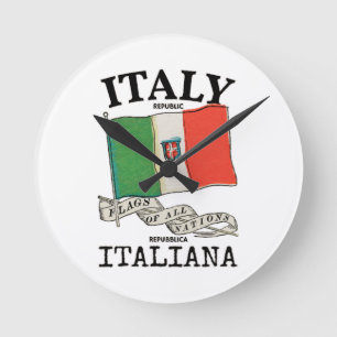 Horloge Ronde Drapeau vintage du pays Italie