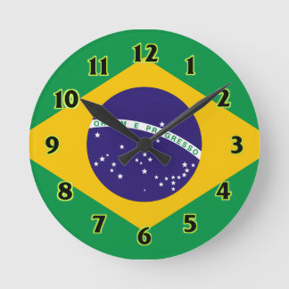 Horloge Ronde Drapeau WallClocks du Brésil