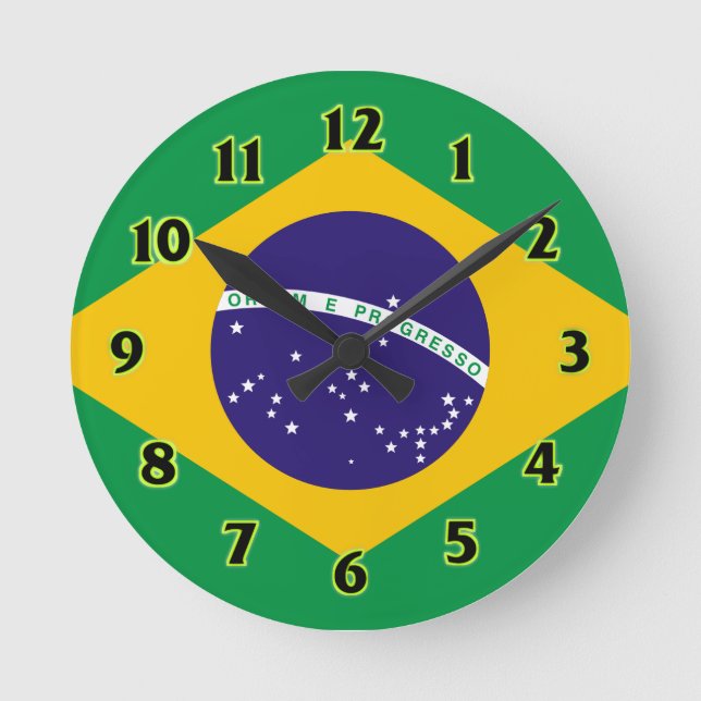 Horloge Ronde Drapeau WallClocks du Brésil (Recto)