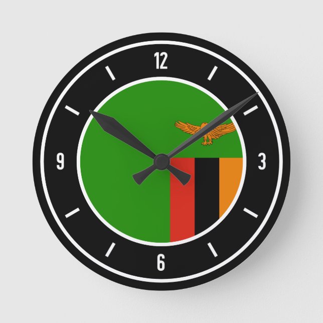 Horloge Ronde Drapeau Zambie élégant (Recto)