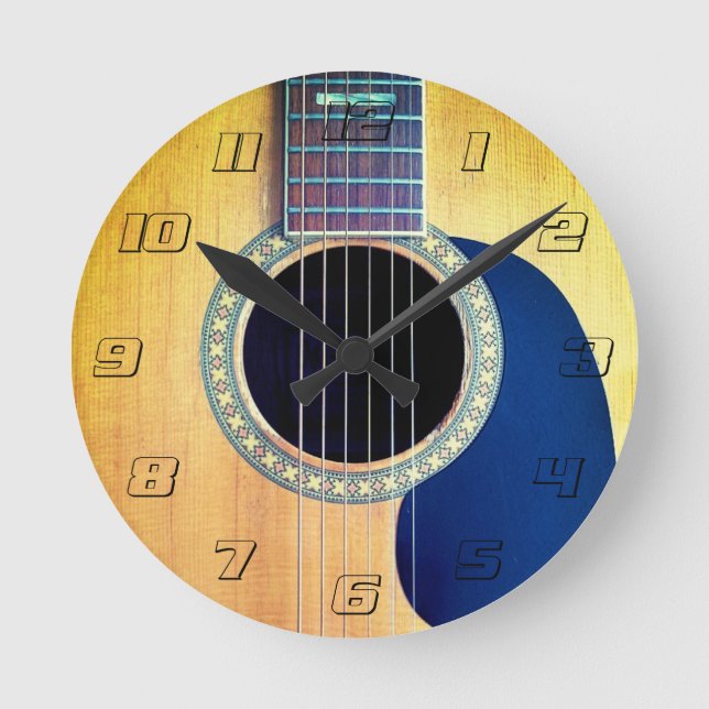 Horloge Ronde Dreadnough Guitare acoustique avec nombre (Recto)