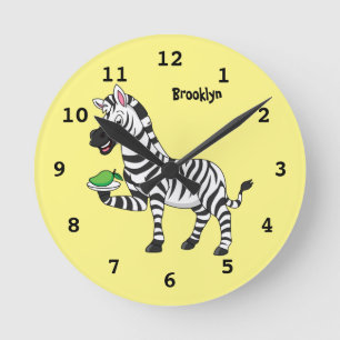 Horloge Ronde Drôle dessin animé zèbre