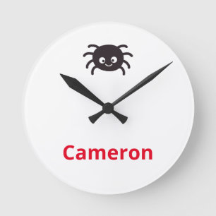 Horloge Ronde Drôle et mignon araignée personnalisée avec nom