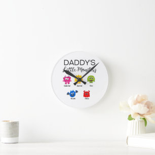 Horloge Ronde Drôle Halloween le petit monstre de papa
