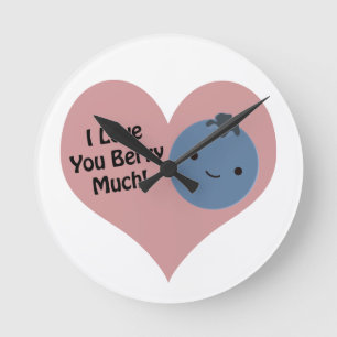 Horloge Ronde Drôle Je T'Aime Berry Beaucoup mignon Kawaii Blueb
