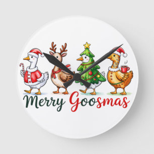 Horloge Ronde Drôle Noël Silly Goose