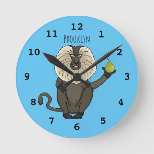 Horloge Ronde Drôle singe-singe macaque à queue de lion