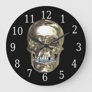 Horloge ronde du crâne Chrome