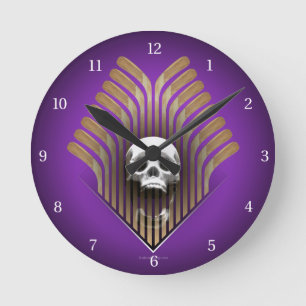 Horloge ronde du crâne et des bâtons (hockey)