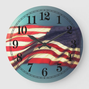 Horloge ronde du drapeau américain