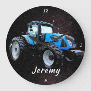 Horloge ronde du Tracteur bleu moderne
