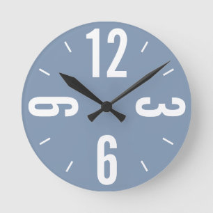 Horloge Ronde Dudern bly and white large numbers