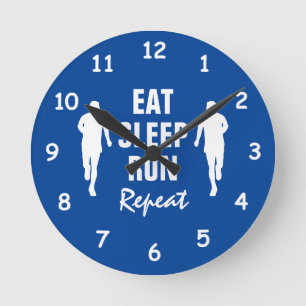 Horloge Ronde Eat Sleep Run Répéter l'horloge murale pour les 