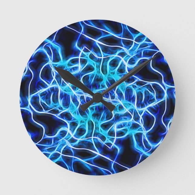 Horloge Ronde Éclair électrique néon bleu Tesla Coil (Recto)