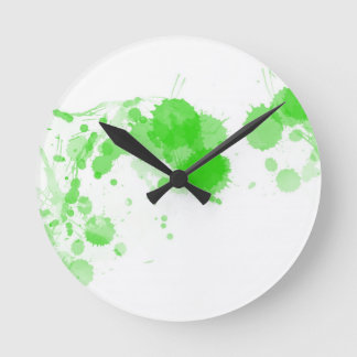 Horloge Ronde Écran Abstrait de peinture vert brillant