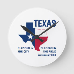 Horloge Ronde Écriture TEXAS Inspirationnelle chrétienne bénie