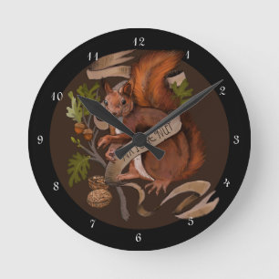 Horloge Ronde Écureuil amoureux de la nature 