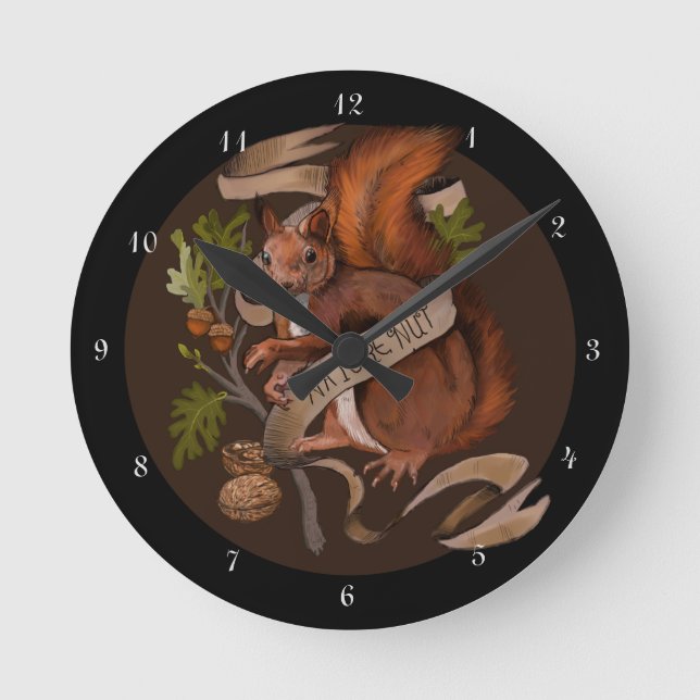 Horloge Ronde Écureuil de la nature (Recto)