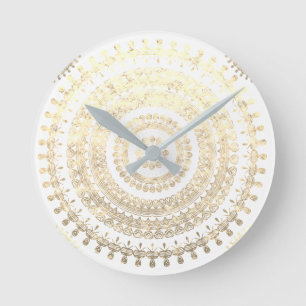 Horloge Ronde EFF métallique de mandala tribal de cercle de Boh