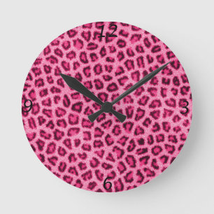 Horloge Ronde Effet de fourrure moelleuse de peau de léopard à