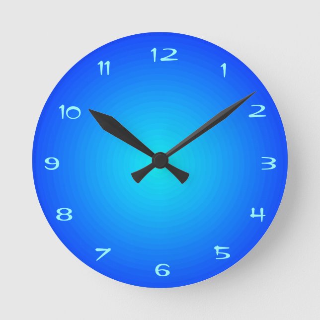 Horloge Ronde Effet Illuminé sur Blue Aqua Kitchen Clocks (Recto)
