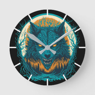 Horloge Ronde Effrayant loup-garou