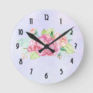 Horloge Ronde Elégant Bouquet de fleurs rose