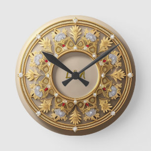 Horloge Ronde Elégant cadre circulaire doré