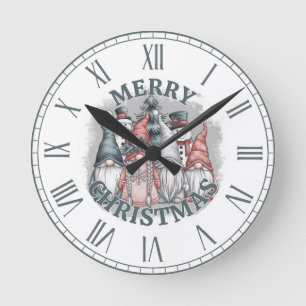 Horloge Ronde Elégant Cosy Christmas Gnome & Snowman mur