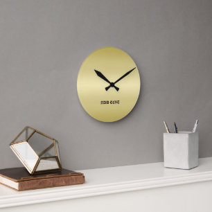 Horloge Ronde Elégant dégradé or Monogramme Nom personnalisé