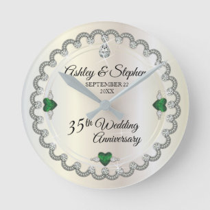 Horloge Ronde Élégant diamant d'émeraude 35e anniversaire de Mar