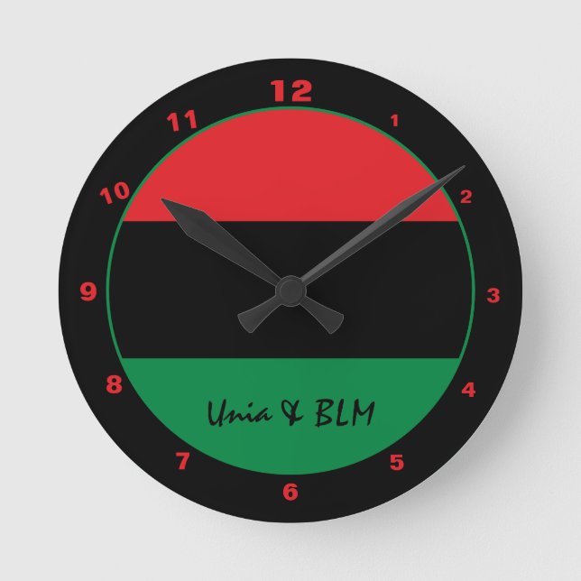Horloge Ronde Elégant drapeau panafricain et symbole unia / desi (Recto)