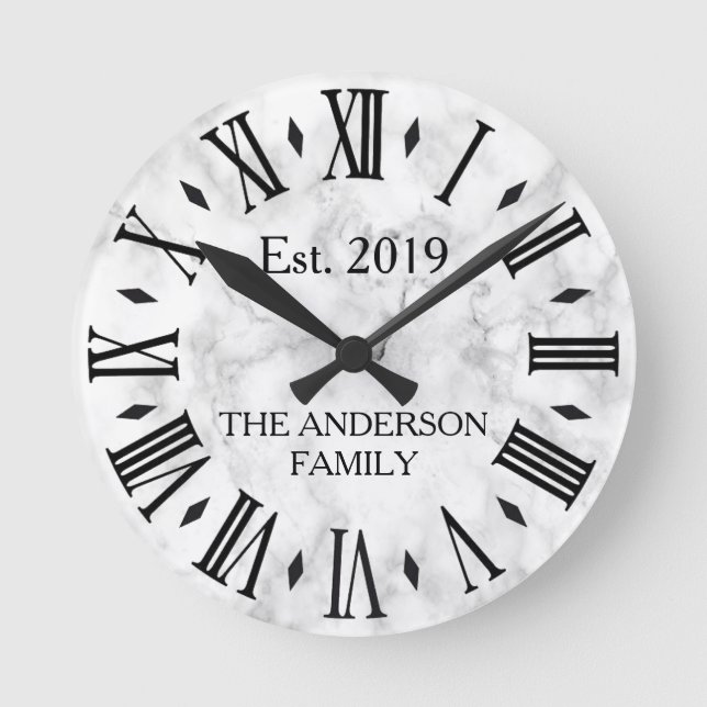 Horloge Ronde Élégant Marbre blanc moderne (Recto)