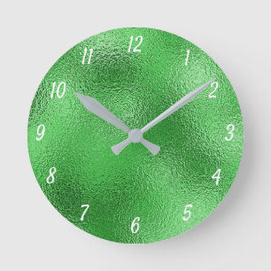 Horloge Ronde Élégant métal vert argent décoratif