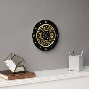 Horloge Ronde Elégant or Ornate Design Cercle Motif