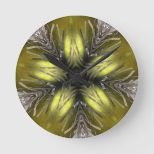 Horloge Ronde Élégant or Silver Kaleidoscope Star de Noël