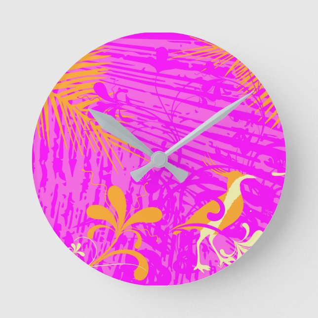 Horloge Ronde Elégant orchidée Golden Rod Springtime Bird (Recto)
