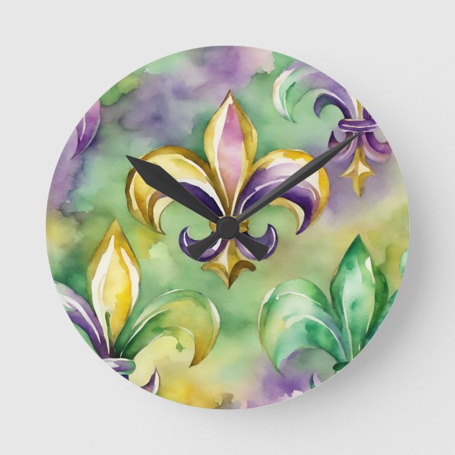 Horloge Ronde Elegant Pastel Mardi Gras  (Recto)