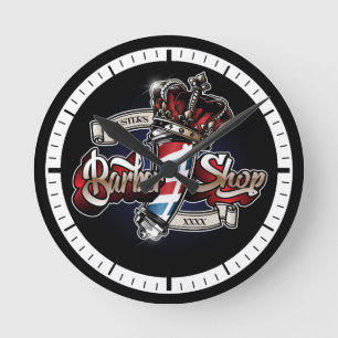Horloge Ronde Élégant poteau en coiffure et logo couronne Pers