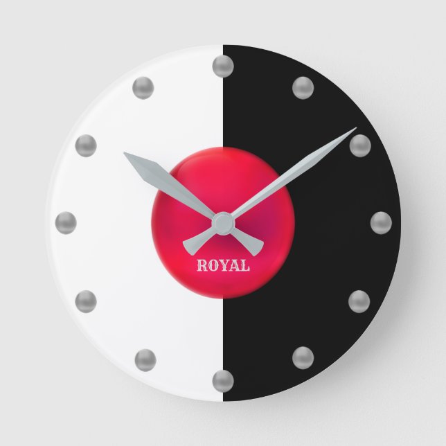 Horloge Ronde Élégant Royal Silver Dots (Recto)
