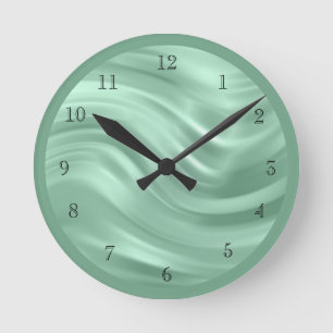 Horloge Ronde Elégant Turquoise Blue Swirl Design décoratif