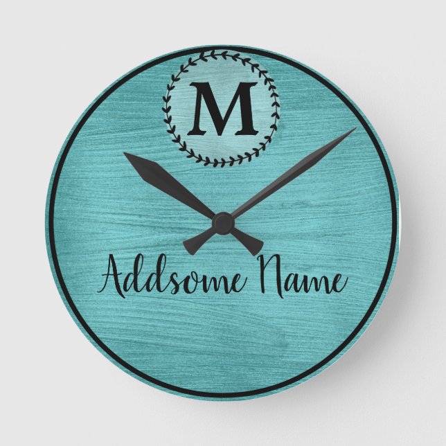 Horloge Ronde Elégant Turquoise brossé métal noir monogrammed ch (Recto)