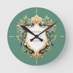 Horloge Ronde Élégante carte de Noël Crest