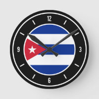 Horloge ronde élégante du drapeau cubain