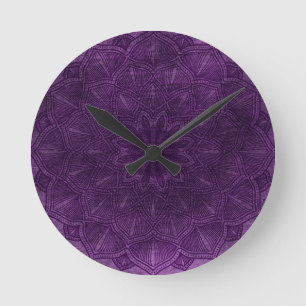 Horloge Ronde Élégante Lilac Mandala violette
