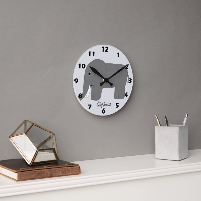 Horloge Ronde Elephant Design Personalised (Bureau)