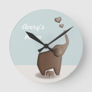Horloge Ronde Elephant et baby nursery clock