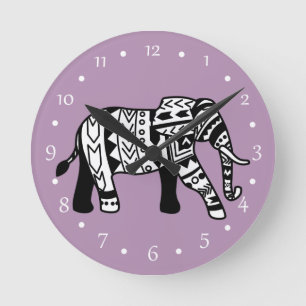 Horloge Ronde Éléphant tribal de Bohême