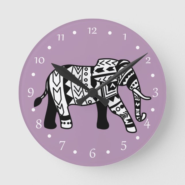 Horloge Ronde Éléphant tribal de Bohême (Recto)